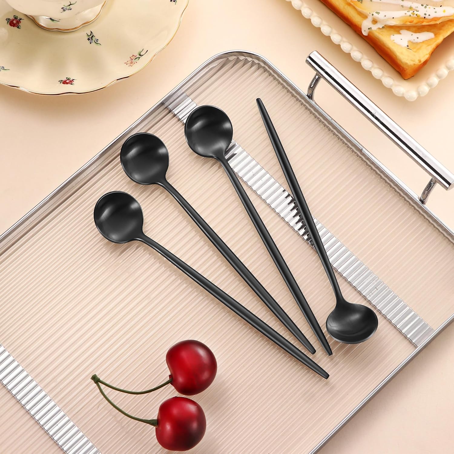 4 PCS 6.7 Inches Satin Black Stainless Steel 18/10 Coffee Spoons,Iced Tea Spoon,Espresso Stirring Spoons,Matte Black SS304 Teaspoons,Dessert Spoon,Long Coffee Spoons accessories - Image 7