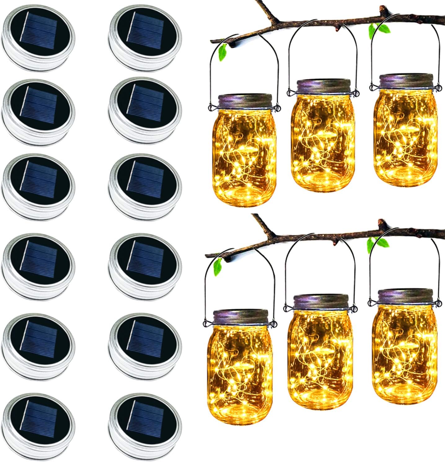 ZYLiWoo Upgraded Solar Mason Jar Lid Light,Multicolor 30LED Light