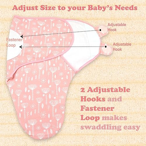 Miniatura 9 de Manta de bebé para niños y niñas, paquete de 3 pañales de tamaño mediano para recién nacidos de 0 a 3 meses, saco de dormir ajustable para bebés