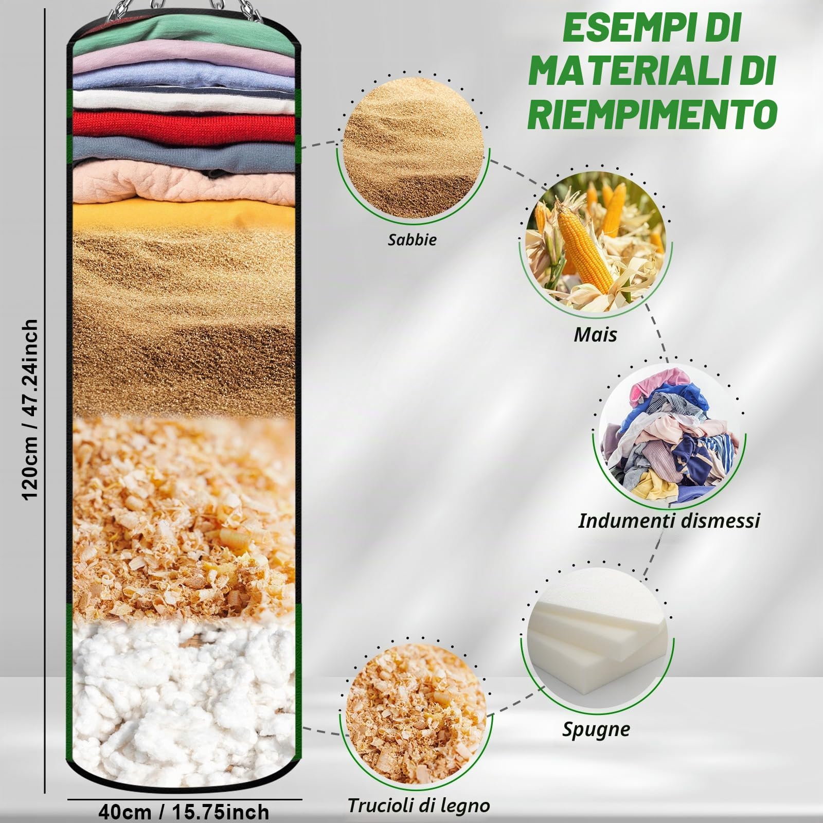NZQXJXZ Sacco da boxe appeso, non riempito sacco da boxe, sacco pesante in pelle microfibra per allenamento Kickboxing Fitness MMA Grappling Muay Thai Karate
