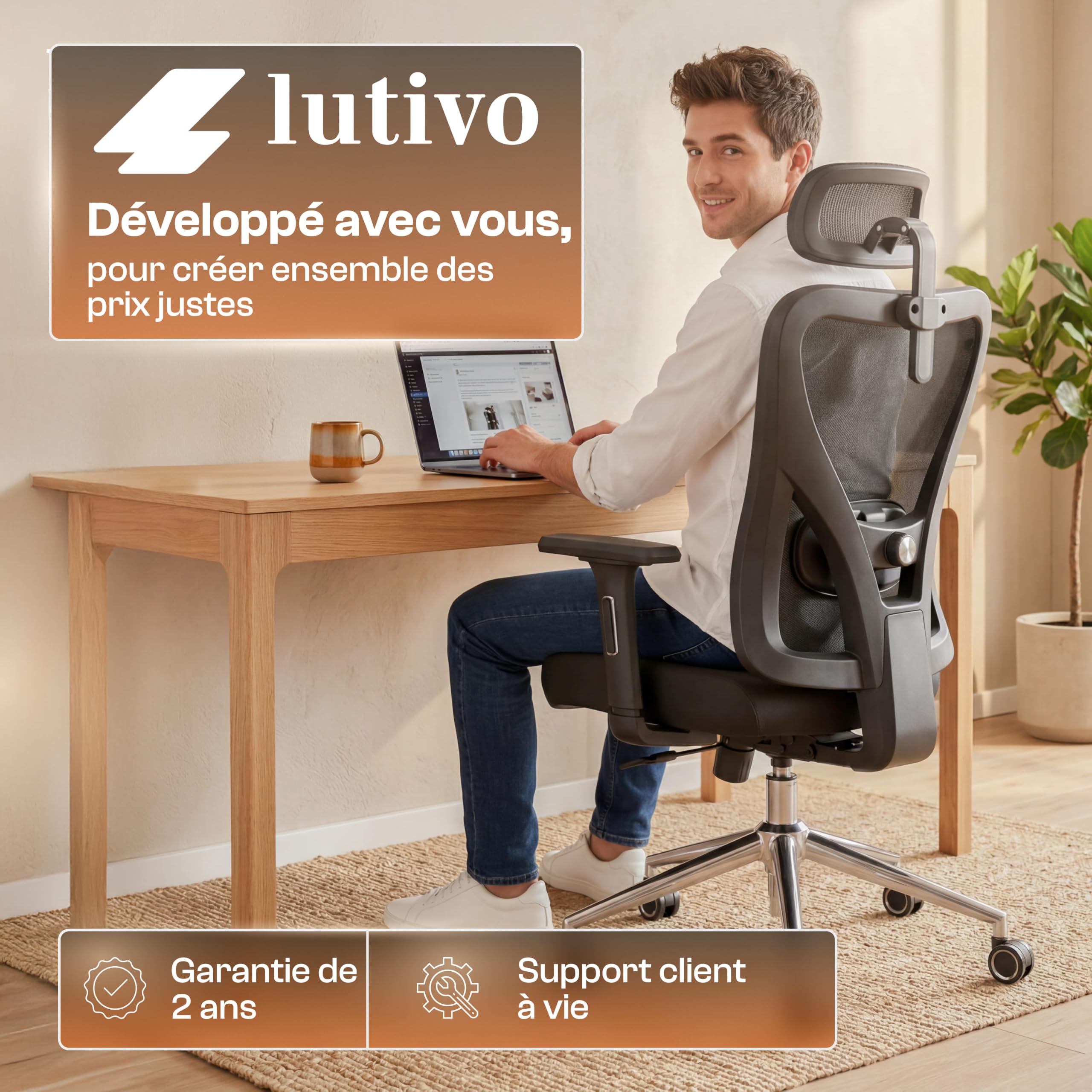 Chaise Bureau Ergonomique, Fauteuil de Bureau avec réglage Confort