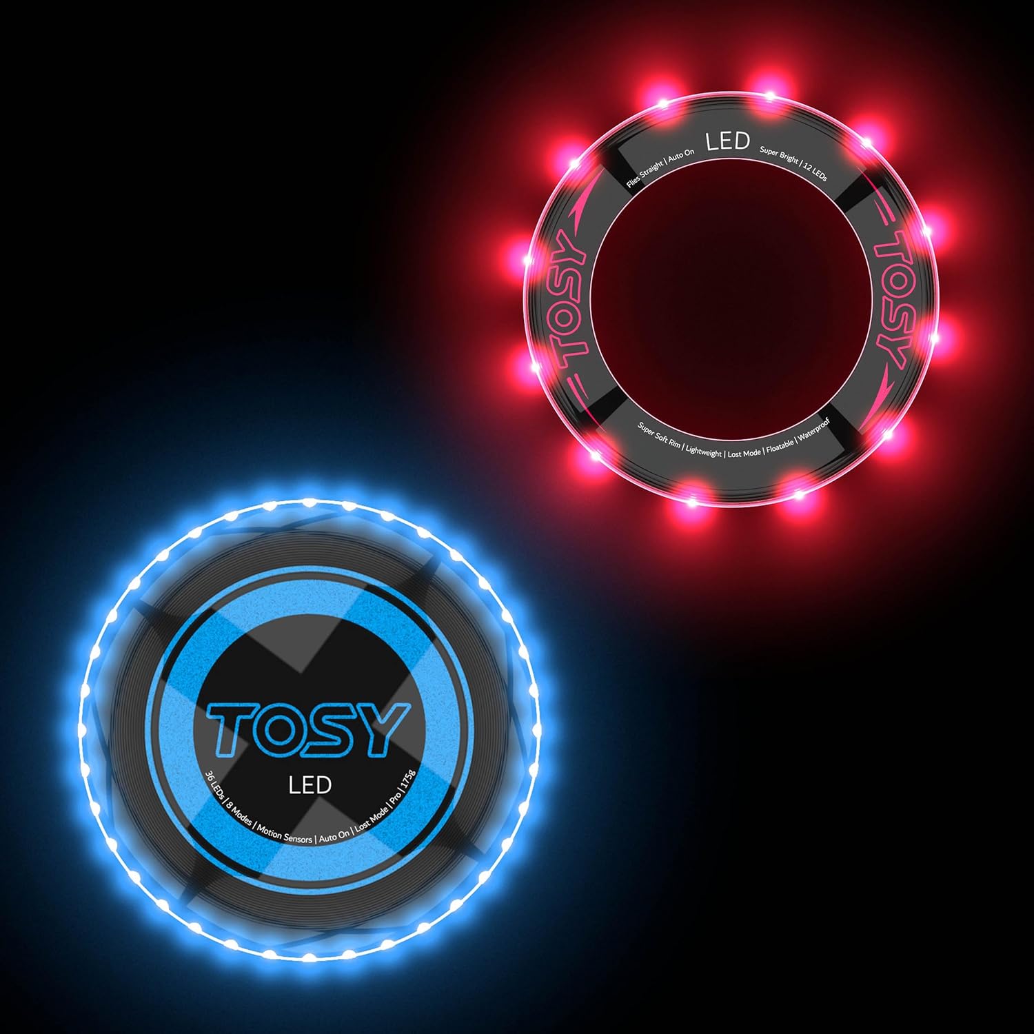 TOSY Bundle of 2 - Blue Frisbee + Red Flying Ring