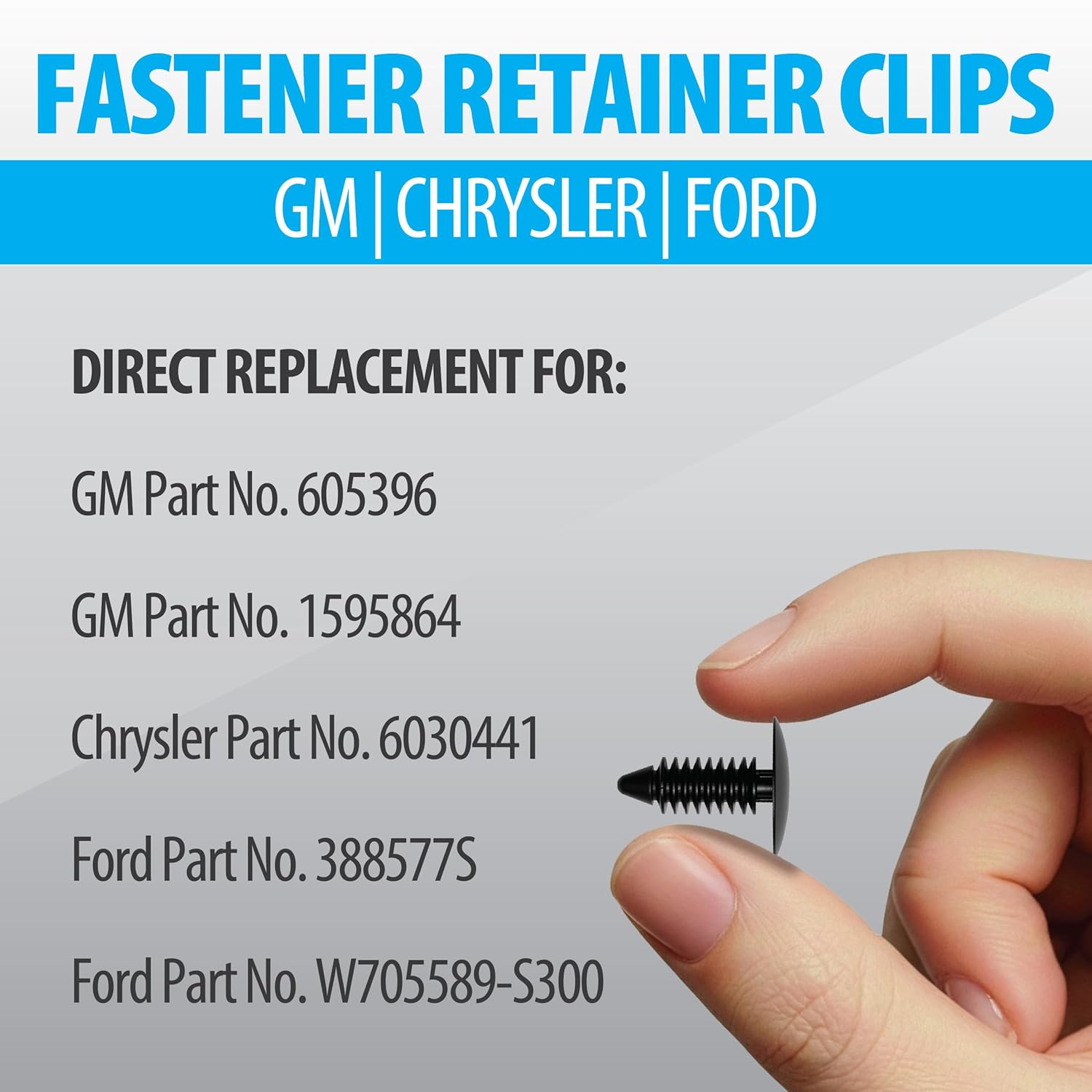 500pcs Auto Car Fender & Bumper Pro Fastener Clips for GM 1605396, 1595864; Chrysler 6030441; Ford 388577S, W705589-S300 Push Rivets for Splash Shields, Wheel Well, Underbody Panels & More