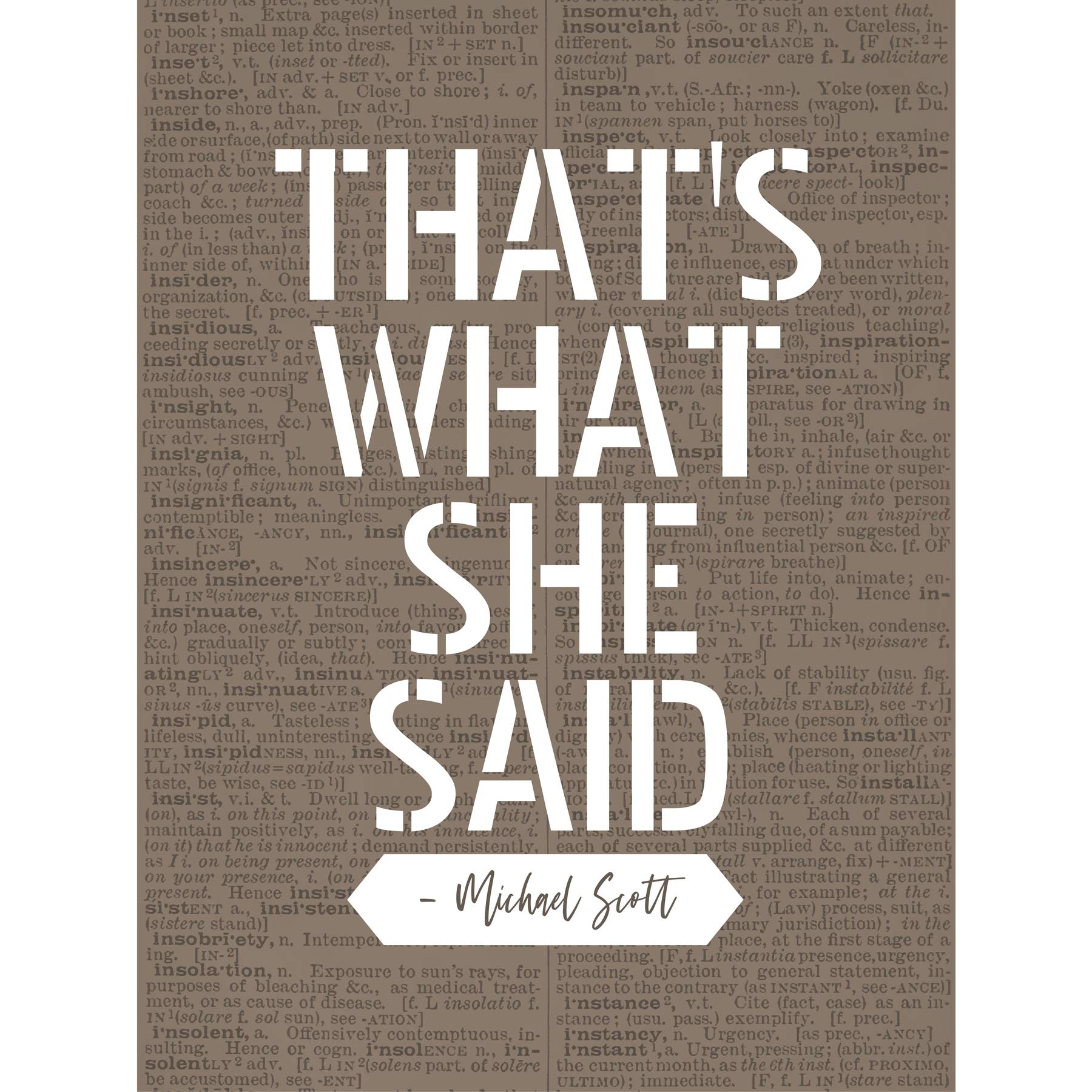 Artery8 Dictionary Quote That's What She Said Michael Scott Premium Wall Art Canvas Print 18X24 Inch