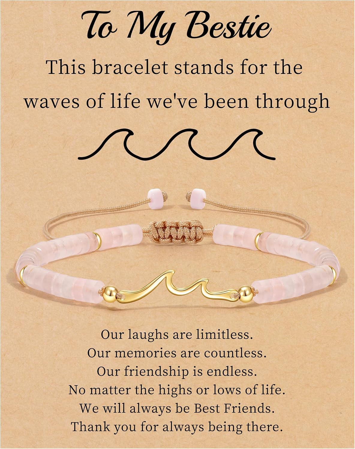 Wave Bracelet Inspirational Gifts Natural Stone Beaded Bracelets Life Is Tough Cheer Up Spiritual Thoughtful Get Well Gift Birthday Summer Beach Jewelry