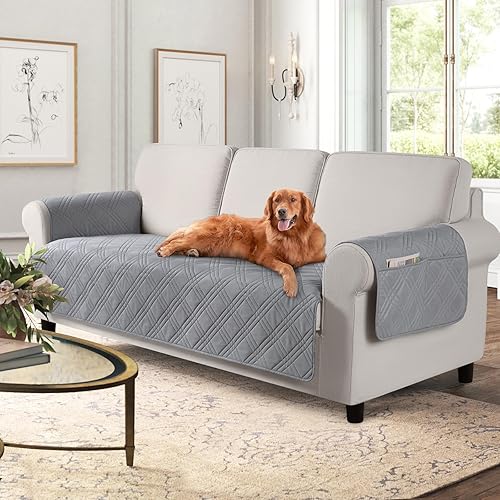 TAOCOCO Fundas de sofá impermeables para mascotas y perros con respaldo antideslizante, fundas de asiento de sofá con bolsillo lateral para sofá de