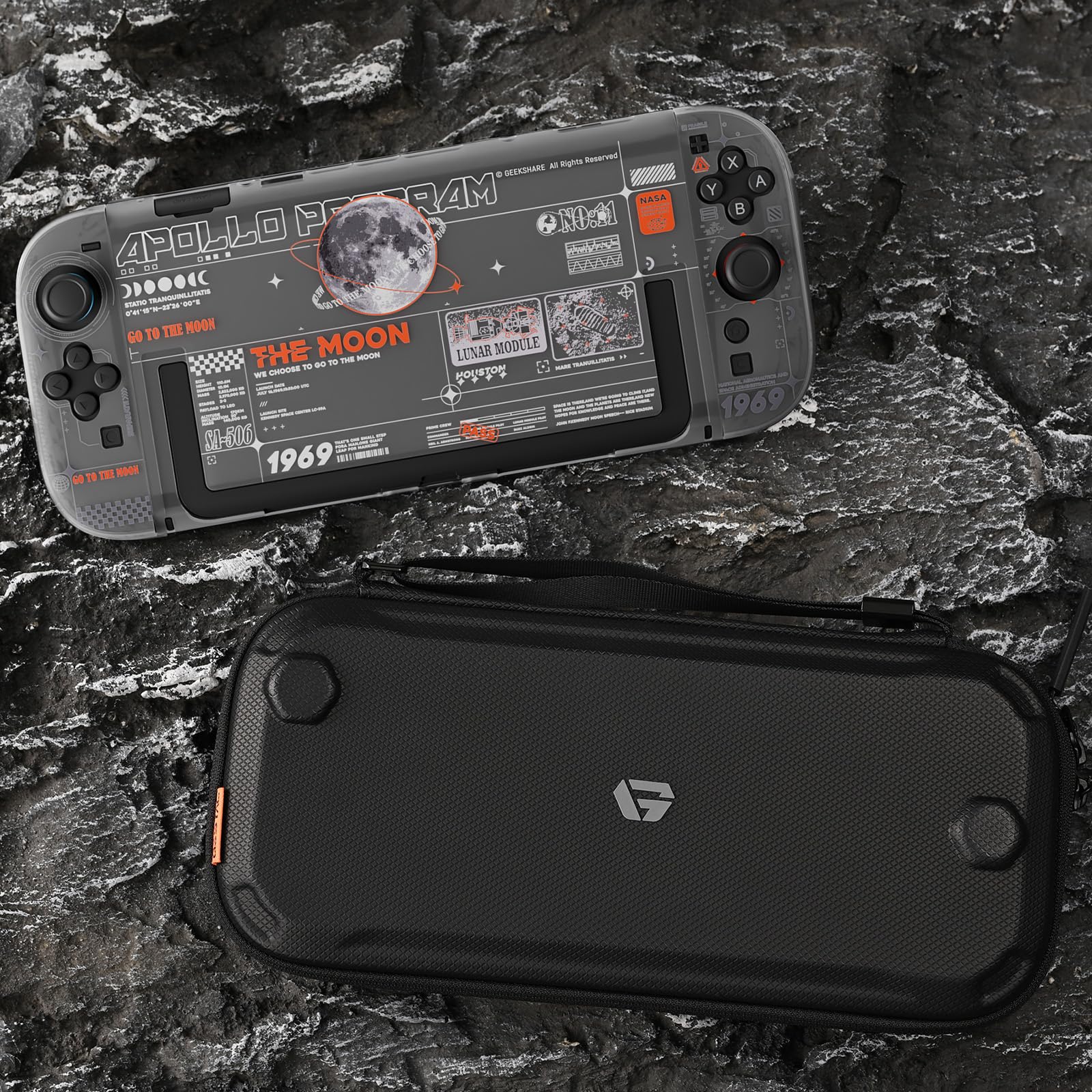 GeekShare Hard Case Compatible with Switch 2 (2025), Anti-Scratch Transparent Protective Cover Compatible with Switch 2 with Detachable JC handle, The Moon — view 6