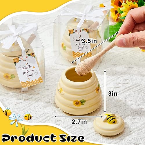 Miniatura 2 de Yinder 12 piezas de premios de baby shower para ganadores, recuerdos de fiesta de miel, tarros de miel de cerámica de 3 onzas con goteros, mini