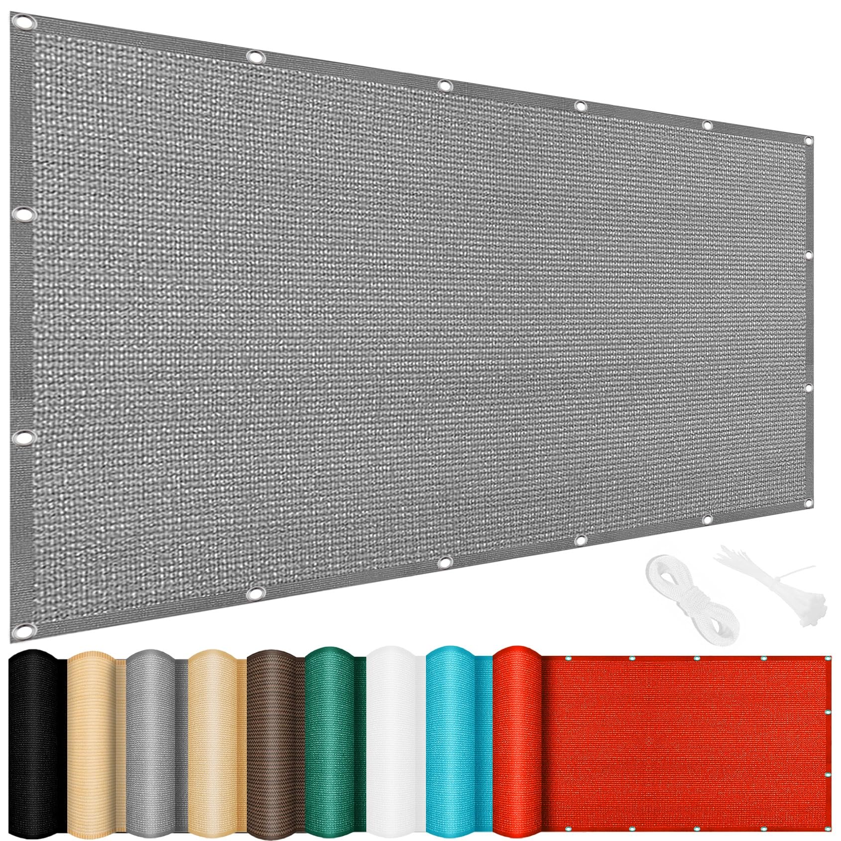Voile d'ombrage rectangulaire 90x650 cm gris clair pour jardin