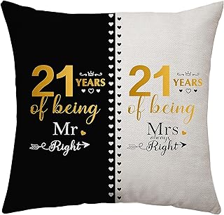 21 Years of Marriage Gifts for Husband Wife Best Anniversary Keepsake Gifts for Couples Unique Mr and Mrs Pillow Case 21st Anniversary Wedding Gift for Her Him Marriage Decoration (21st)
