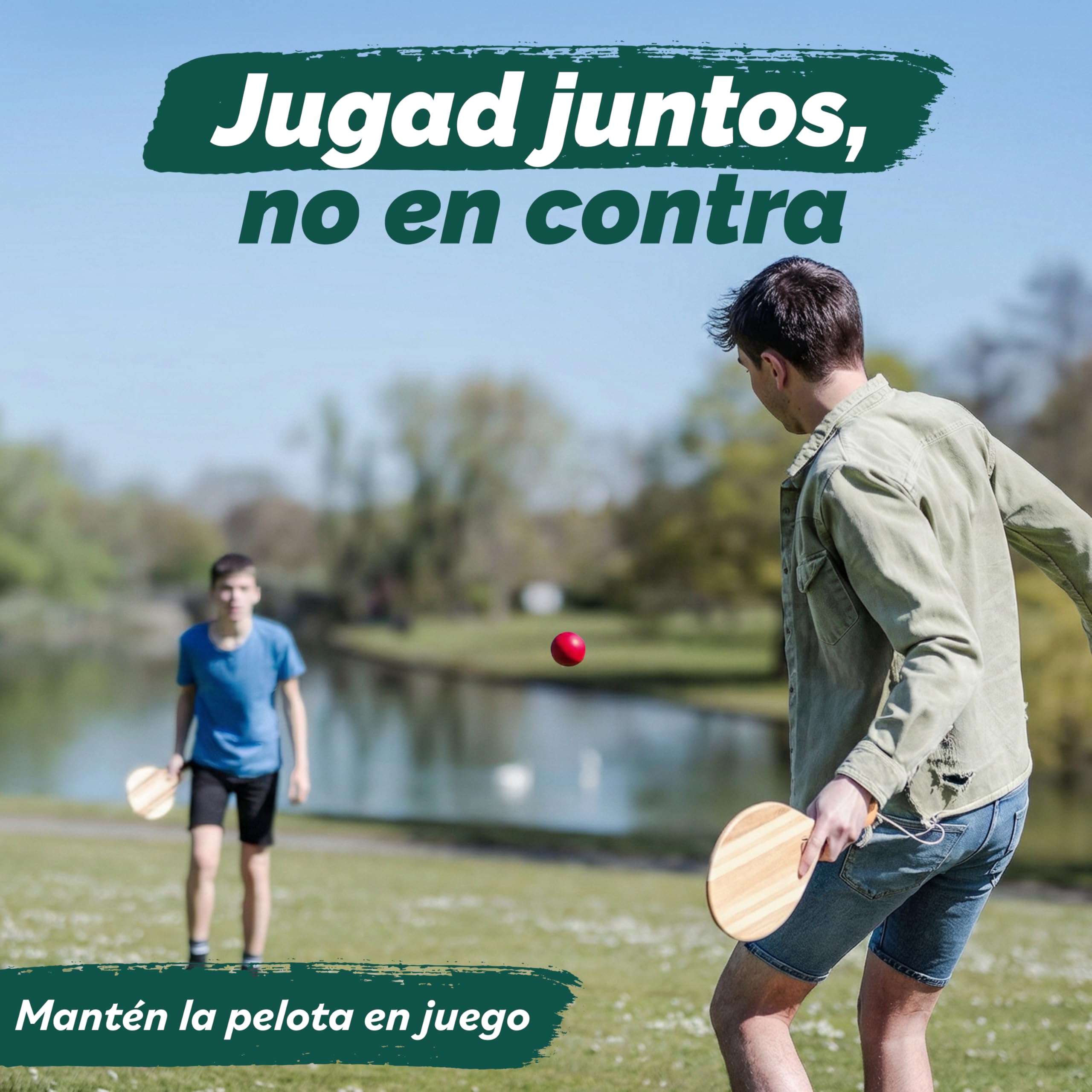 Set de Palas de Playa Premium Frescobol Palas de Madera Hechas a Mano con Bola y Funda