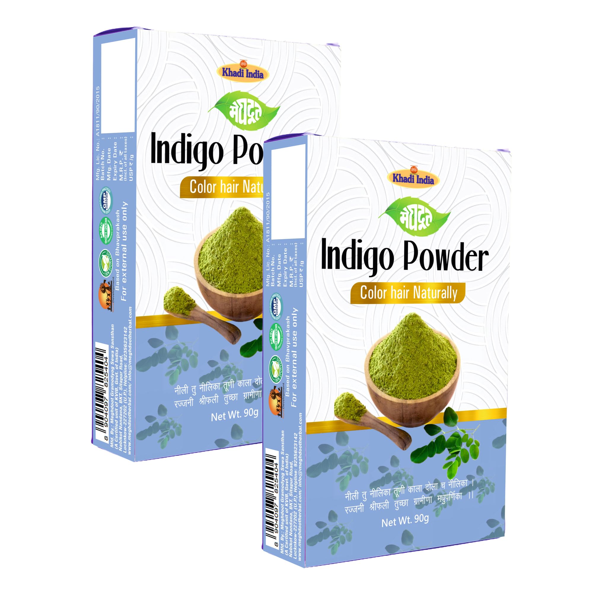 Meghdoot Herbal Indigo Powder For Natural Hair Coloring Organic Ayurvedic Hair Dye 100% Pure And Chemical Free Safe For Men And Women 90 grams (Pack of 2)-picture-18