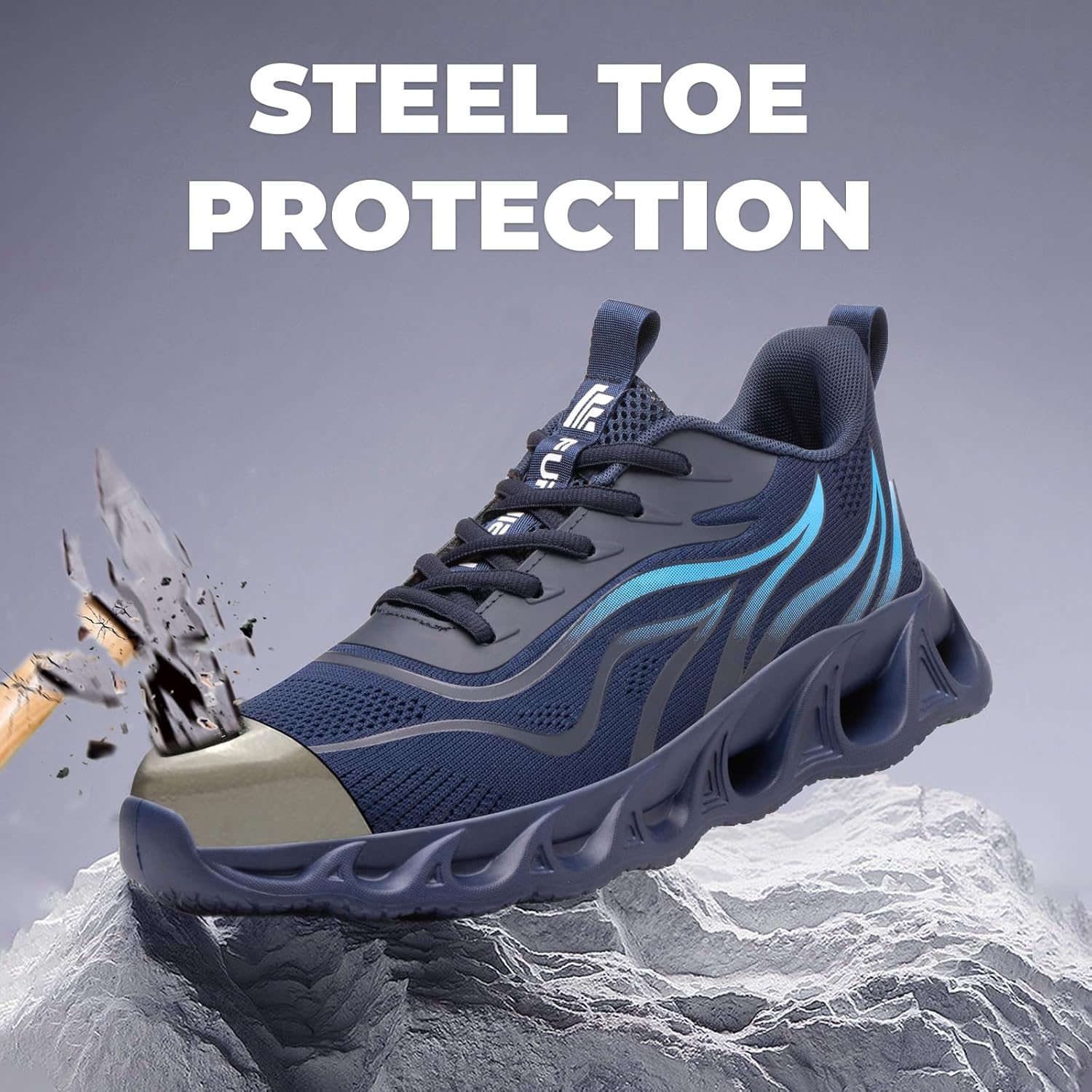 Furuian Steel Toe Shoes for Men & Women Lightweight Indestructible Safety Work Shoes Comfortable Steel Toe Sneakers Puncture Proof Work Sneakers - Image 2