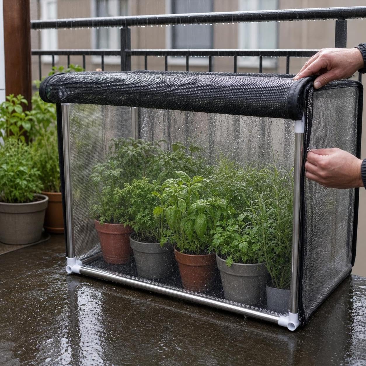 Mini Serra Giardino Protezione Piante , Lungo 150 largo 40 - alto 40 | Telaio acciaio inossidabile - riparo sole - pioggia - cerniera - per giardinaggio - per piante giovani - per orto domestico