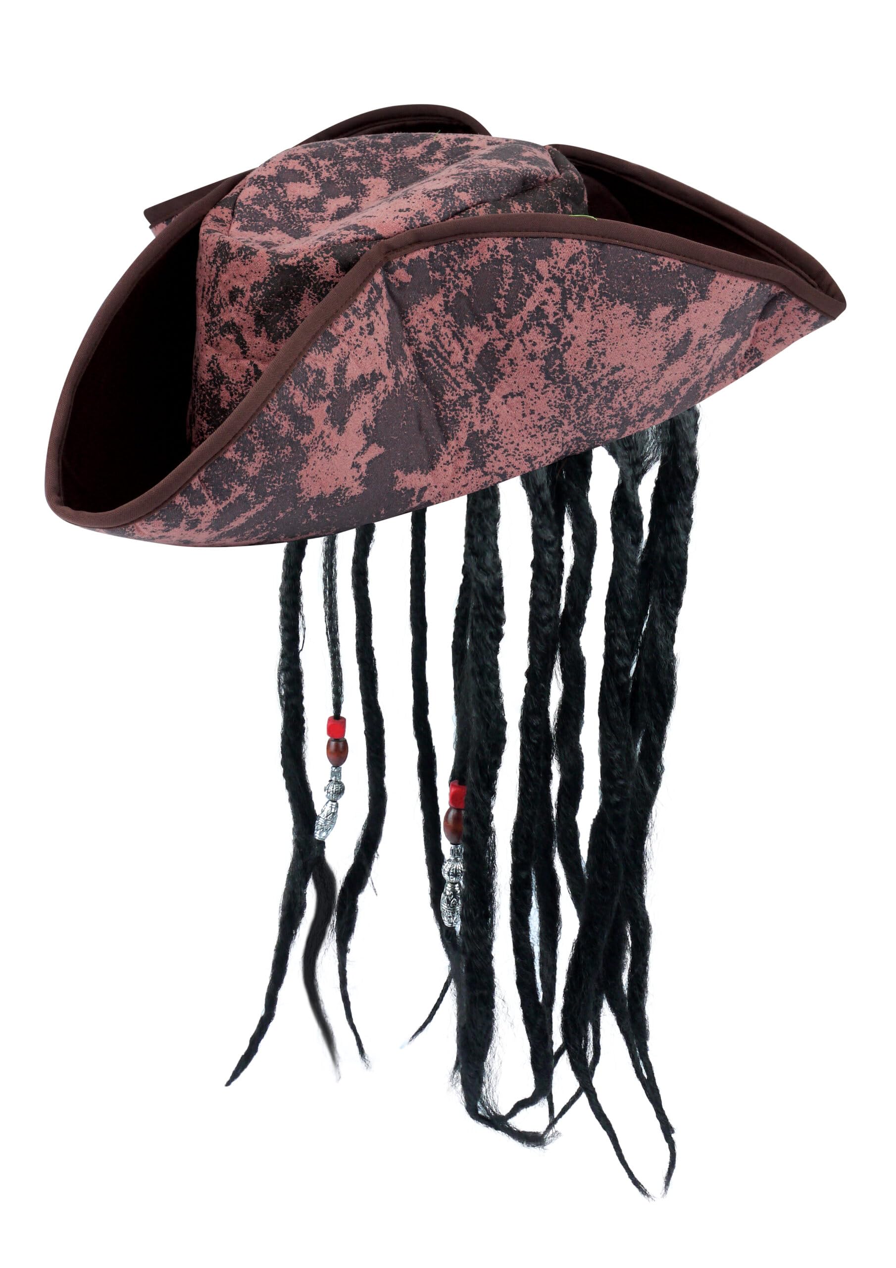 HENBRANDT 12 x Children’s Deluxe Brown Pirate Hat with Hair Braids and Beads Caribbean Pirate Captain Dress Up Imaginative Play One Size Halloween Fancy Dress Costume Accessory for Kids