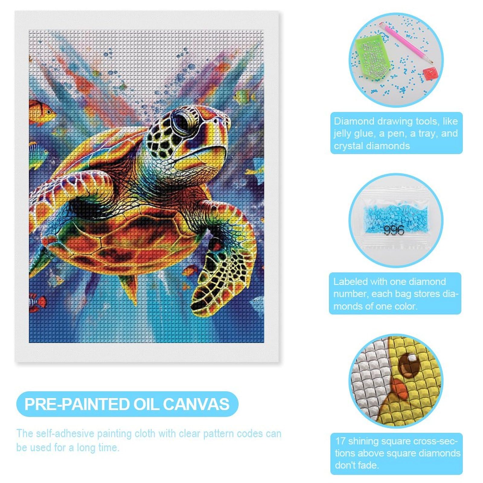 Diymood 5D Diamond Painting Tortue Animaux Kit - DIY Broderie Diamant Diymood 5D Diamond Painting Tortue Animaux Kit - DIY Broderie Diamant