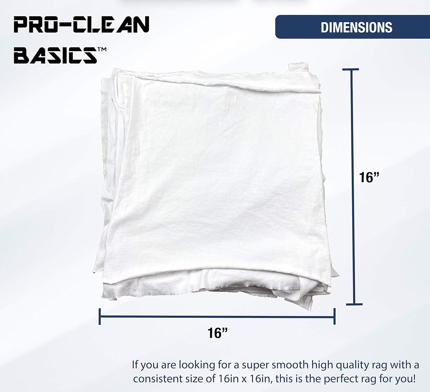 99362 Premium Supreme Quality Smooth Jersey Die Cut Cleaning T-Shirt Cloth Rags, Lint Free, White, 50 lb Box