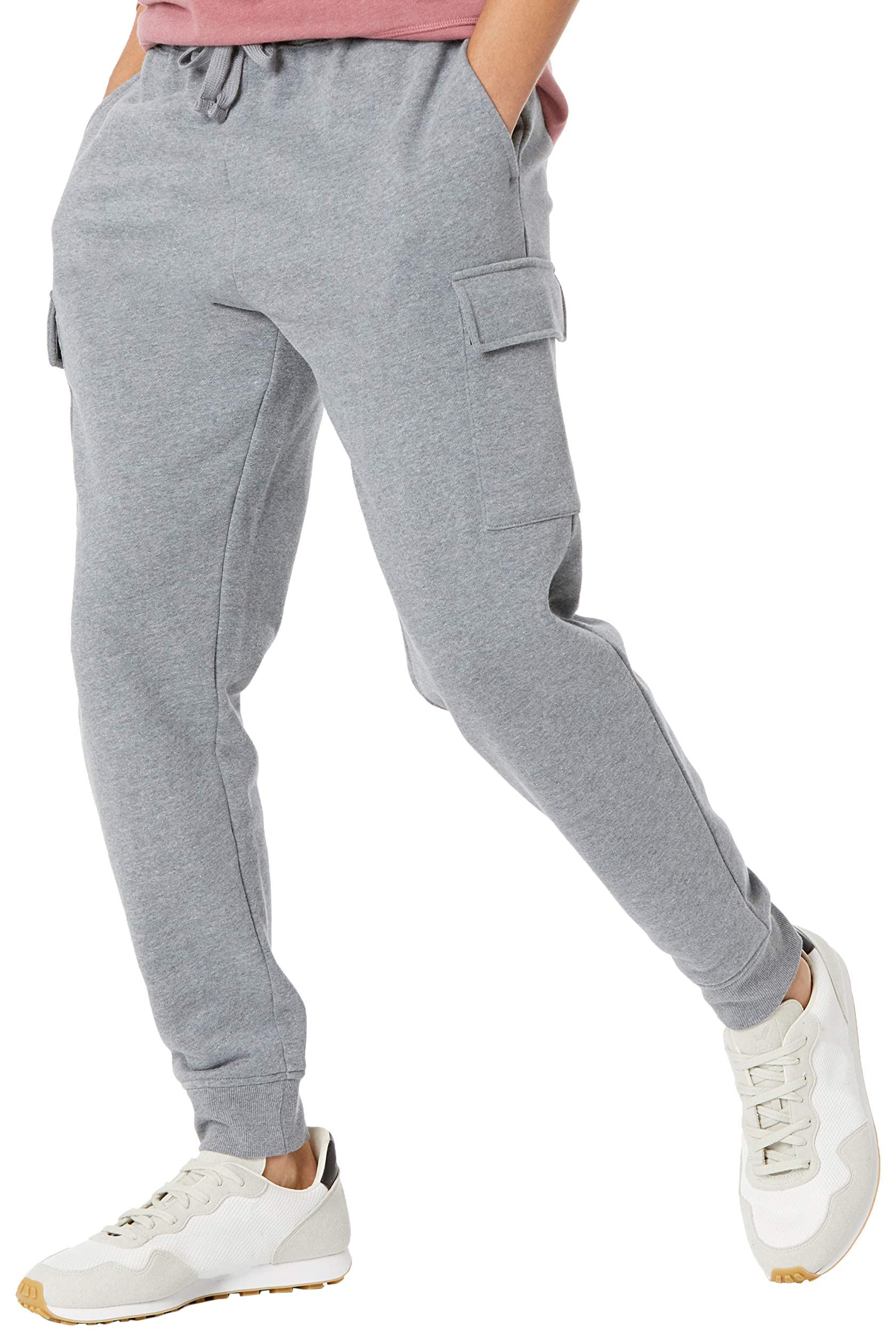 Men's Relaxed Fit Cargo Fleece Jogger Sweatpants with Drawstring