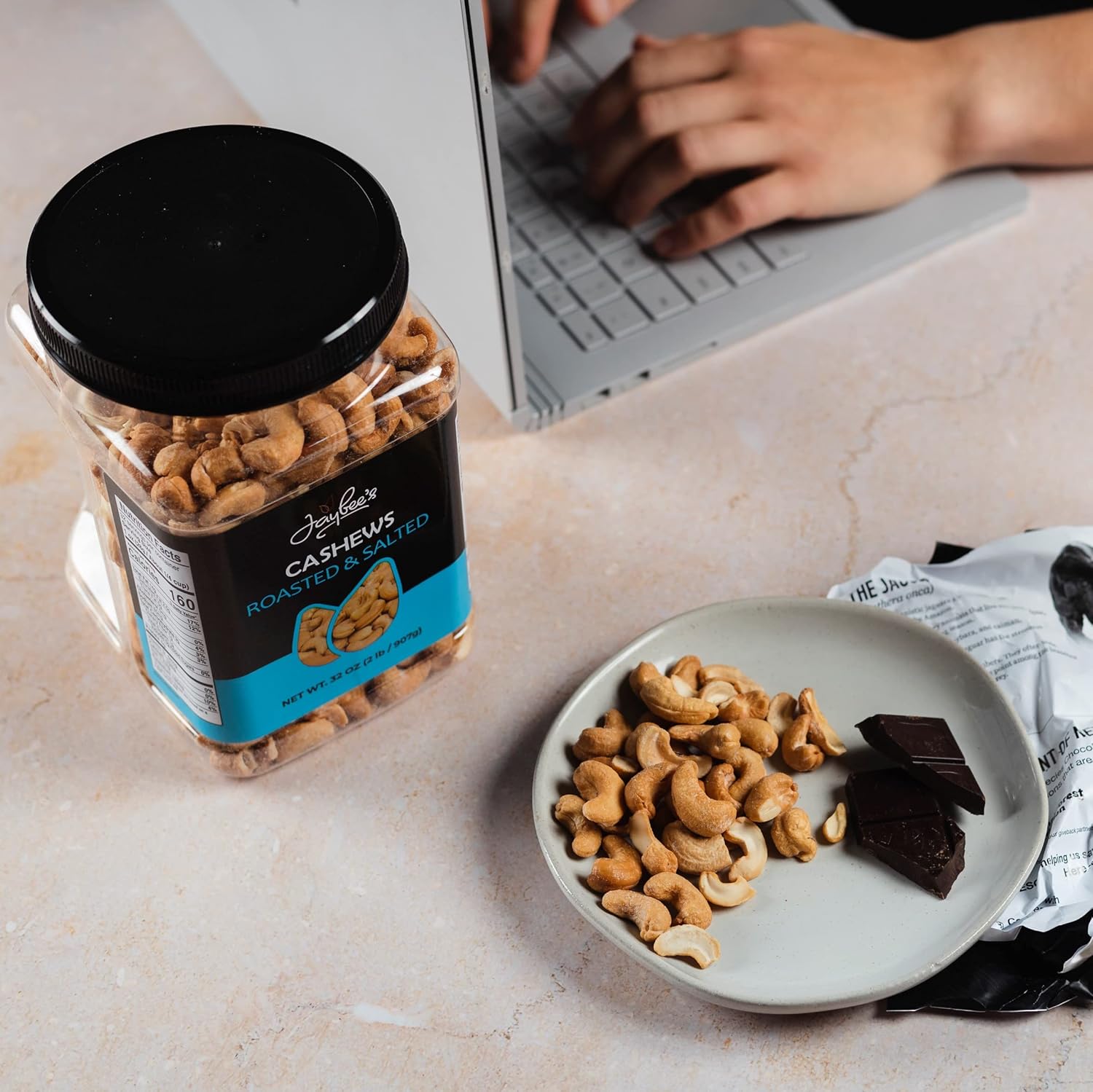 Cashews Roasted Salted - 32 oz Reusable Container | Whole Similar to Organic Cashews | Everyday Healthy Snack | Vegan | Keto Diet Friendly | Great for Cooking, Baking, Salads | Kosher Certified | Jaybee's Nuts : Grocery & Gourmet Food