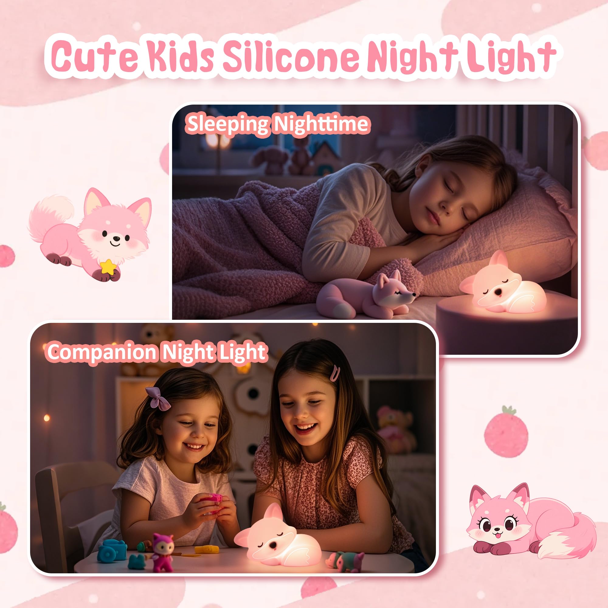 CoolGift Mart Fox Night Light, Cute Fox Silicone Night Light Gifts for Girls 8-12, Kids Baby Women Children's Room - Image 4