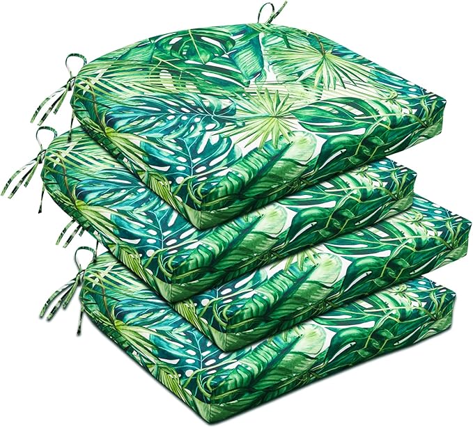 downluxe Outdoor Chair Cushions Set of 4 for Patio Furniture, Waterproof Round