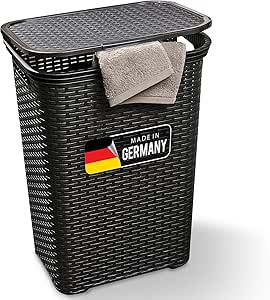 Novaliv Rattan Wäschekorb mit Deckel 60L Schwarz, Wäschebox Wäscheeimer Wäschebehälter modern für Bad Wäsche Schmutzwäsche, Wäschekörbe Schmutzwäschebehälter Wäschetonne Sammler Korb Box Novaliv Rattan Wäschekorb mit Deckel 60L Schwarz, Wäschebox Wäscheeimer Wäschebehälter modern für Bad Wäsche Schmutzwäsche, Wäschekörbe Schmutzwäschebehälter Wäschetonne Sammler Korb Box