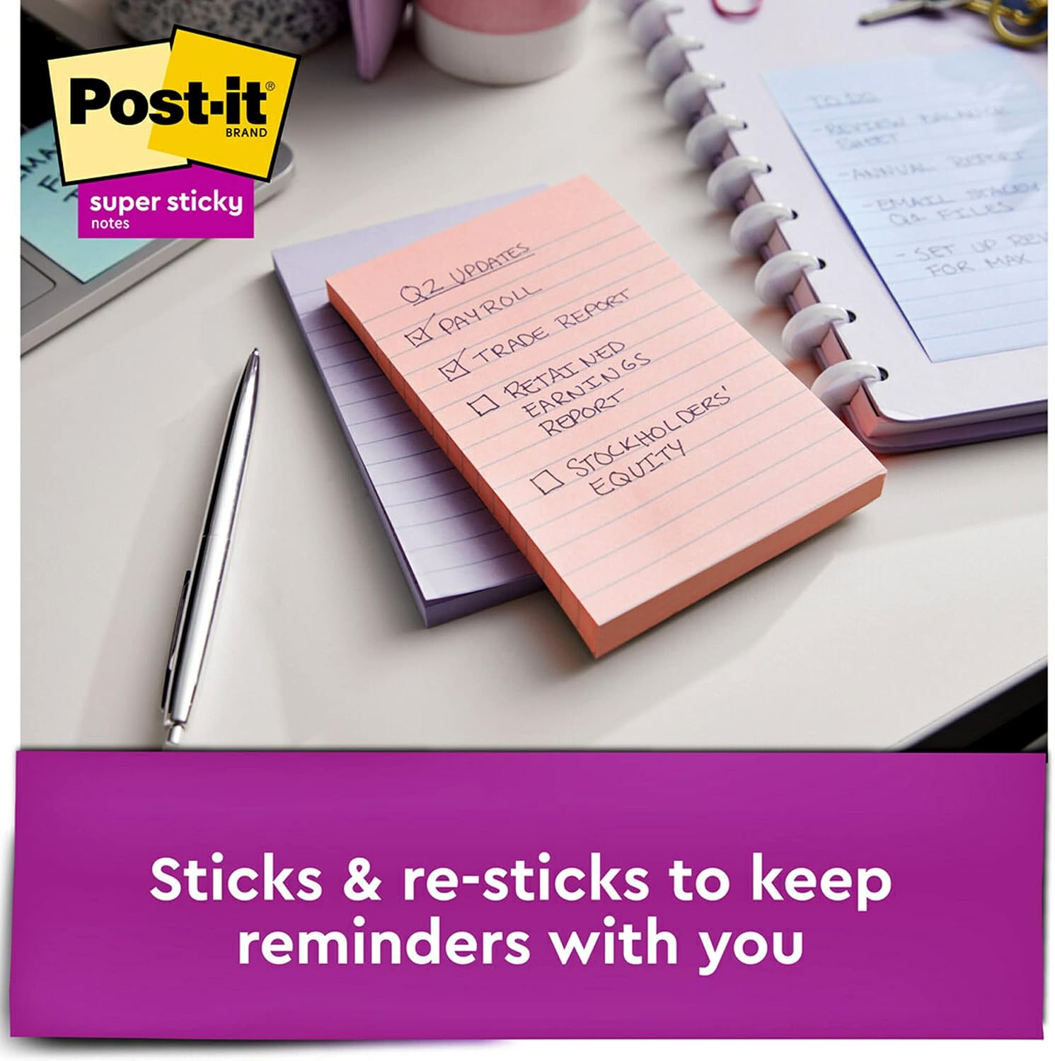 Post-it Greener Notes, 4x6 in, 5 Pads, America's #1 Favorite Sticky Notes, Helsinki Collection, Pastel Colors (Pink, Blue, Mint, Yellow), Clean Removal, 100% Recycled Material (5428-AP)