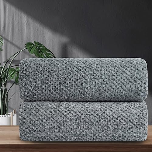 Ycosy Juego de 2 toallas de mano de 16 x 31 pulgadas, juego de 2 toallas de baño de microfibra súper suaves, de secado rápido, gruesas y altamente