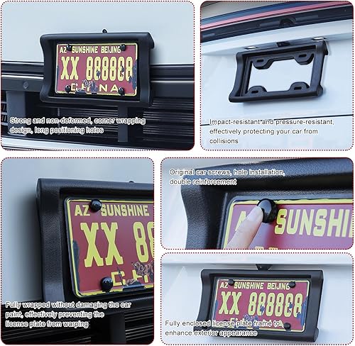 Miniatura 5 de Protector de parachoques para placa de matrícula, 2.3 pulgadas de grosor, EVA para montaje en placa de automóvil, protector de marco con tornillos,