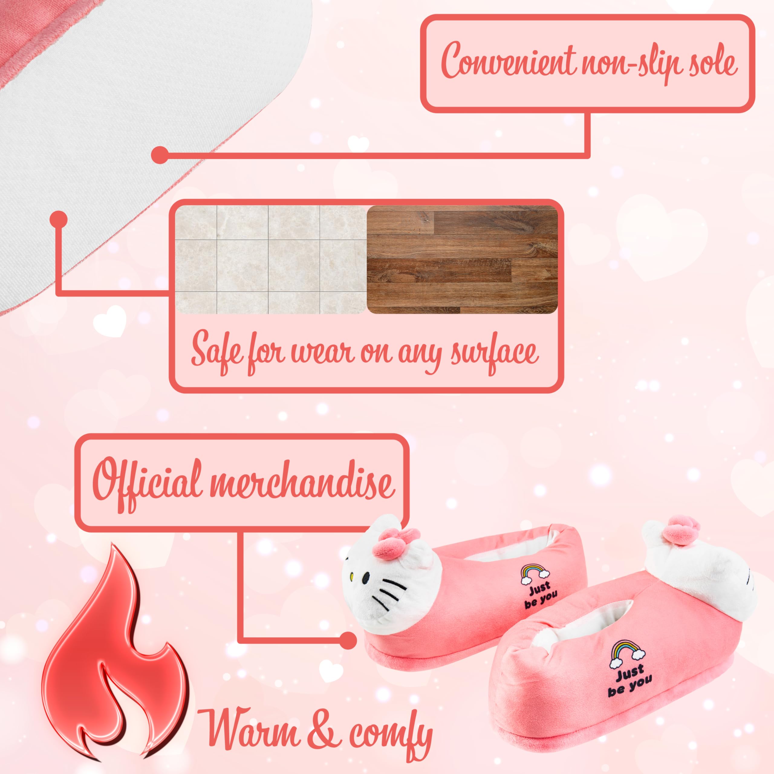 Hello Kitty Chaussons Femme 3D, Pantoufle Femme avec Semelle Antidérapante - Cadeau Femme et Ado