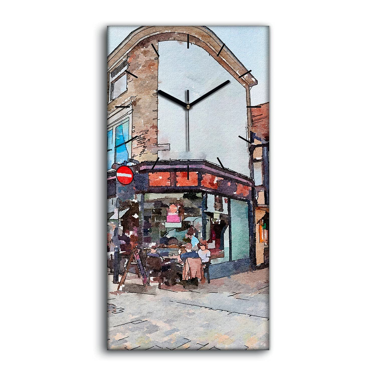 Horloge sur Toile Canterbury 30x60cm avec Aiguilles Noires