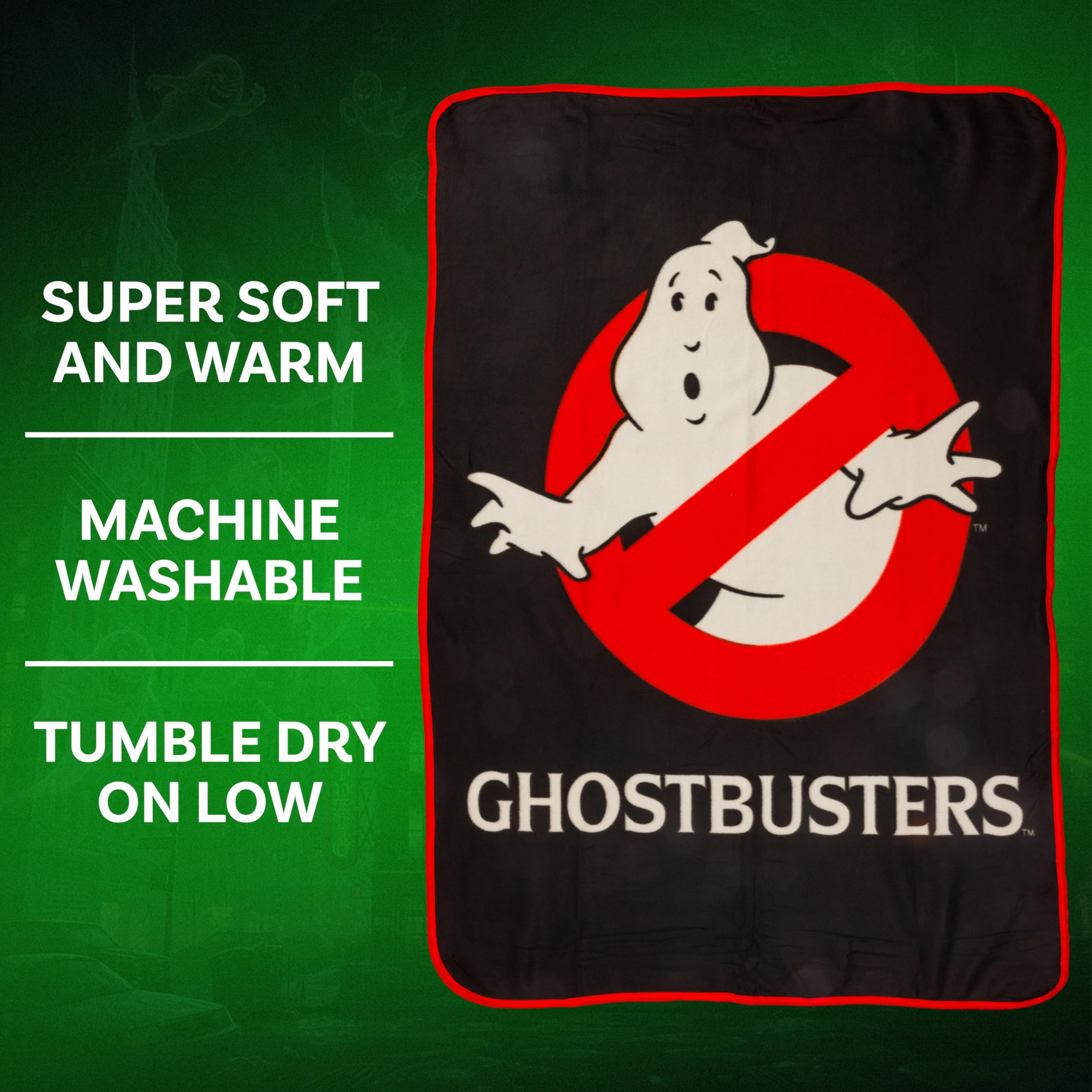 Silver Buffalo Fleece-Überwurf, Ghostbusters No Ghost Movie Logo, 114,3 x 152,4 cm, weiche und gemütliche Decke, 180 g/m²