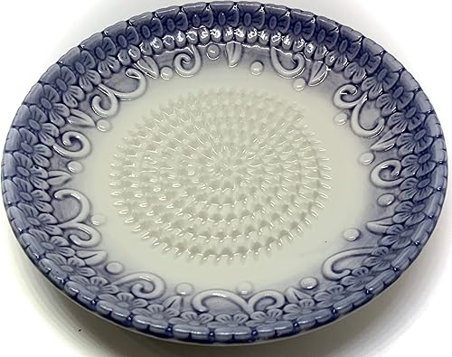 Miniatura 2 de BonCera, Juego de 4 ralladores de ajo de cerámica Prime todo en uno, hecho a mano, con diseño de relieve morado con pelador de ajo, cepillo de