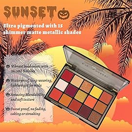 UCANBE Orange Eyeshadow Makeup Palette, 15 Colors Vibrant Shimmer Matte Glitter Eye Shadow Pallet, High Pigmented Warm Yellow Sunset Red Coral for Fall Cosplay Halloween Costume Parties Pumpkin Makeup