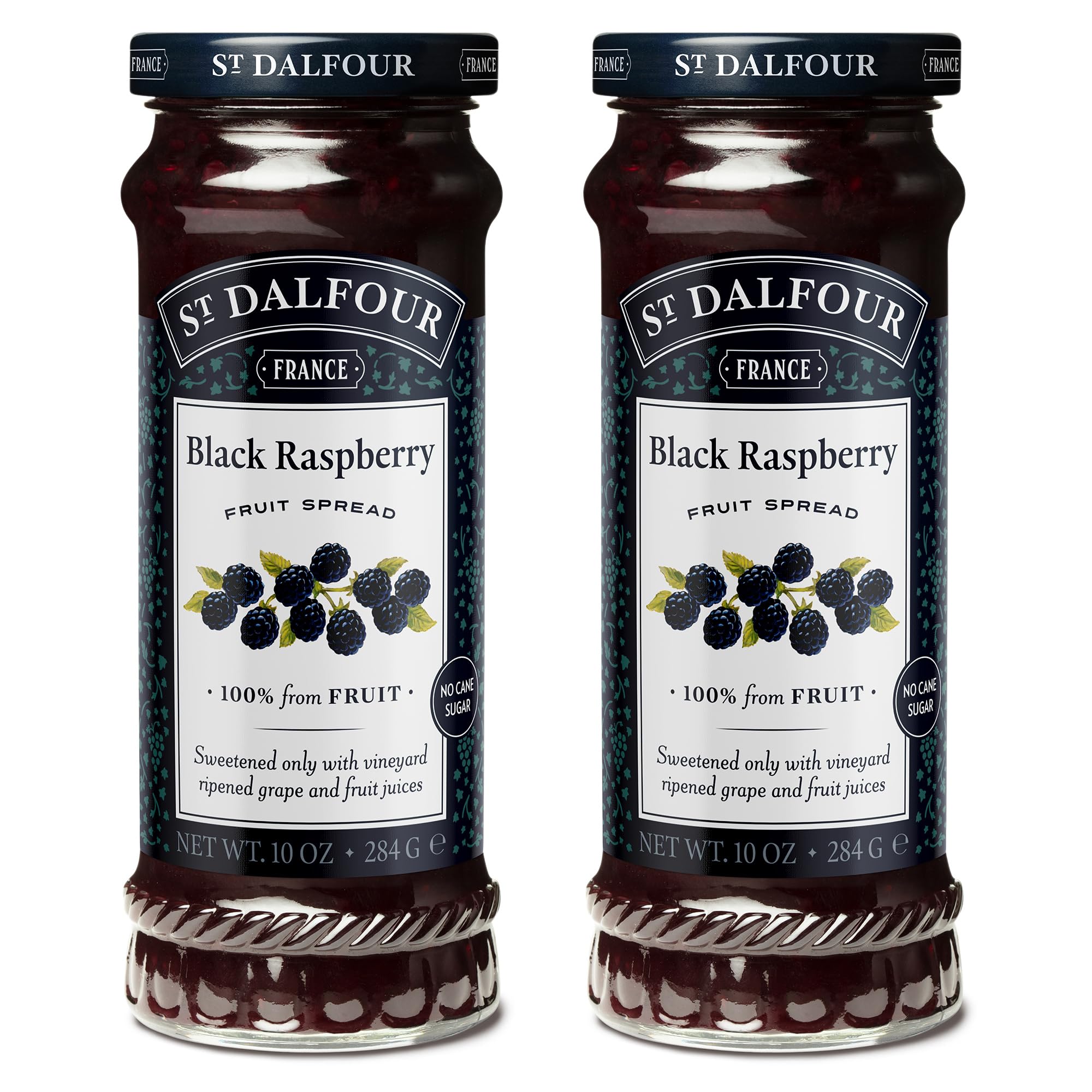 St. Dalfour Black Raspberry Fruit Spread - 10oz - 100% from Fruit, No Artificial Ingredients, Non-GMO, No Cane Sugars, All Natural - Pack of 2