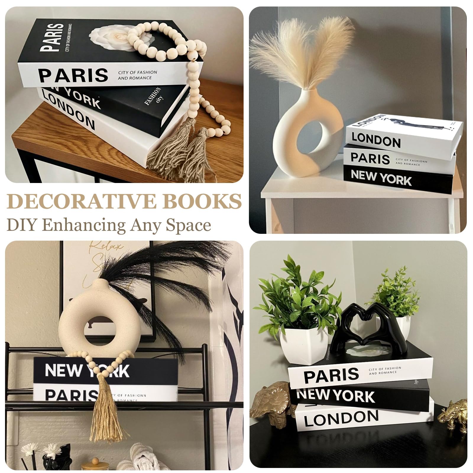 LIAQICHA Livres décoratifs pour décoration d'intérieur, décoration de ferme rustique, faux livres pour décoration, étagère de ferme, faux livres, livres de décoration pour table basse, avec cordon de LIAQICHA Livres décoratifs pour décoration d'intérieur, décoration de ferme rustique, faux livres pour décoration, étagère de ferme, faux livres, livres de décoration pour table basse, avec cordon de