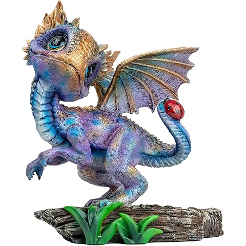 Fantasy Dragon Fairy Figurine Set, Resin Dinosaur Figurine - Cute Mini Dino Statue,...