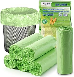 Müllbeutel, 120 Stück, Biomüllbeutel 10L, kompostierbare Mülltüten, Biomülltüten für Küche und Büro, 45 x 50 cm, grün