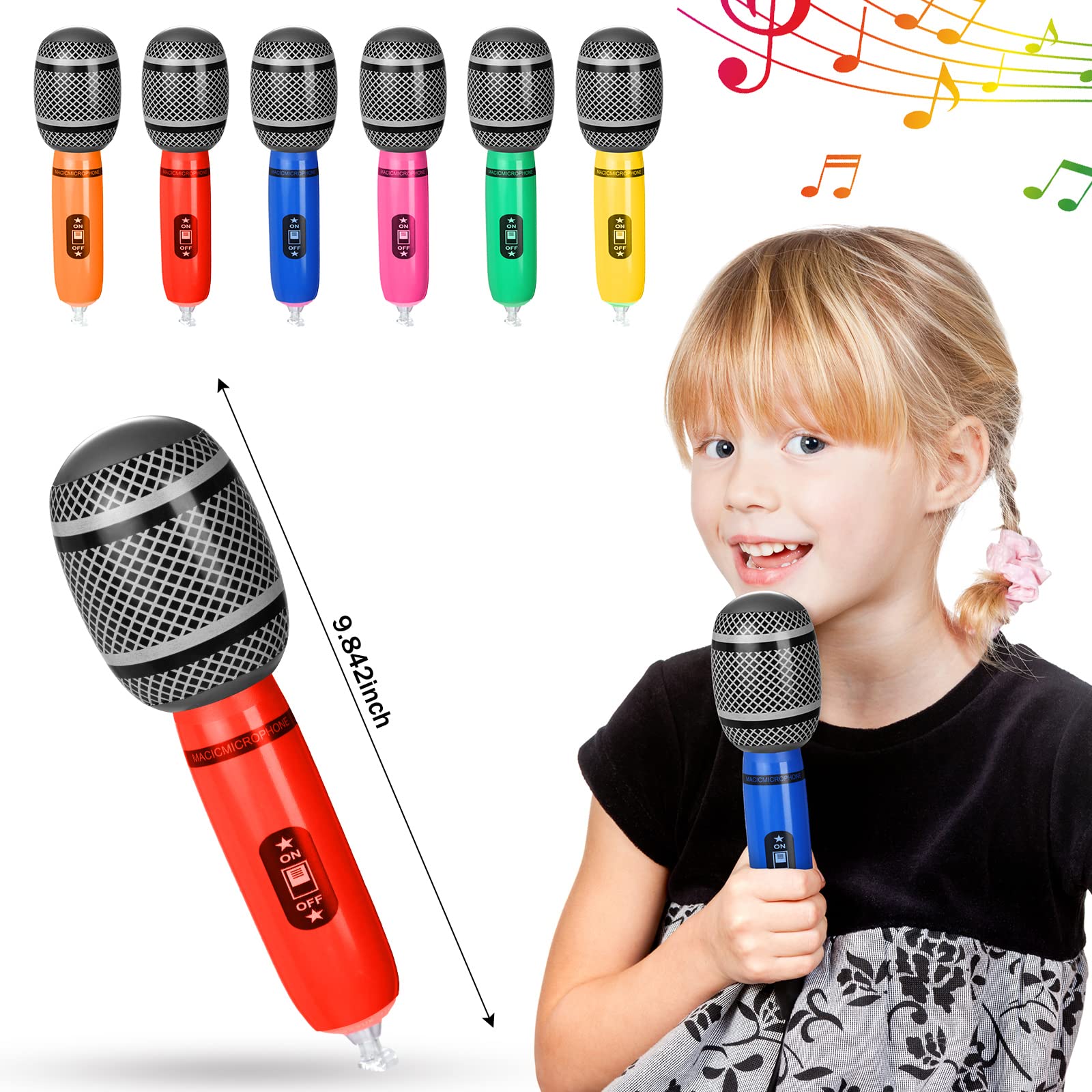 Set di strumenti rock star gonfiabili da 37 pezzi con pompa 12 chitarre gonfiabili 12 microfoni gonfiabili 12 bassi bomboniere per feste di Halloween anni '80 anni '90 decorazioni a tema