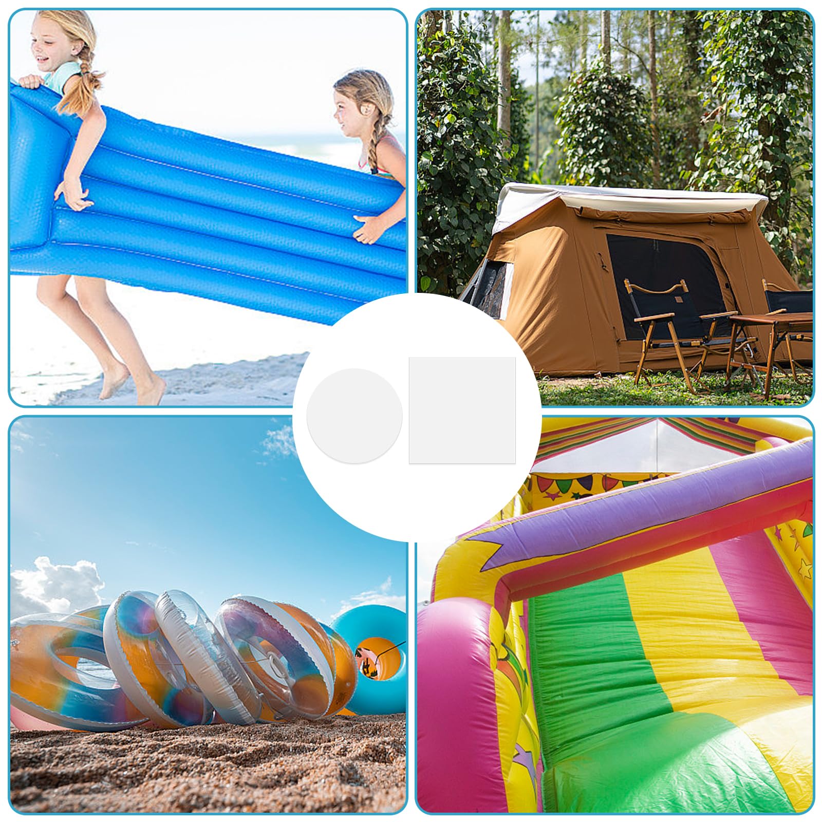 CANIPHA Kit di Riparazione Toppe gonfiabili da 10 Pezzi Air Mattress, Kit di Toppe per Materasso ad Aria Resistente Toppa per Materasso ad Aria Impermeabile, Kit di Riparazione per Materasso ad Aria