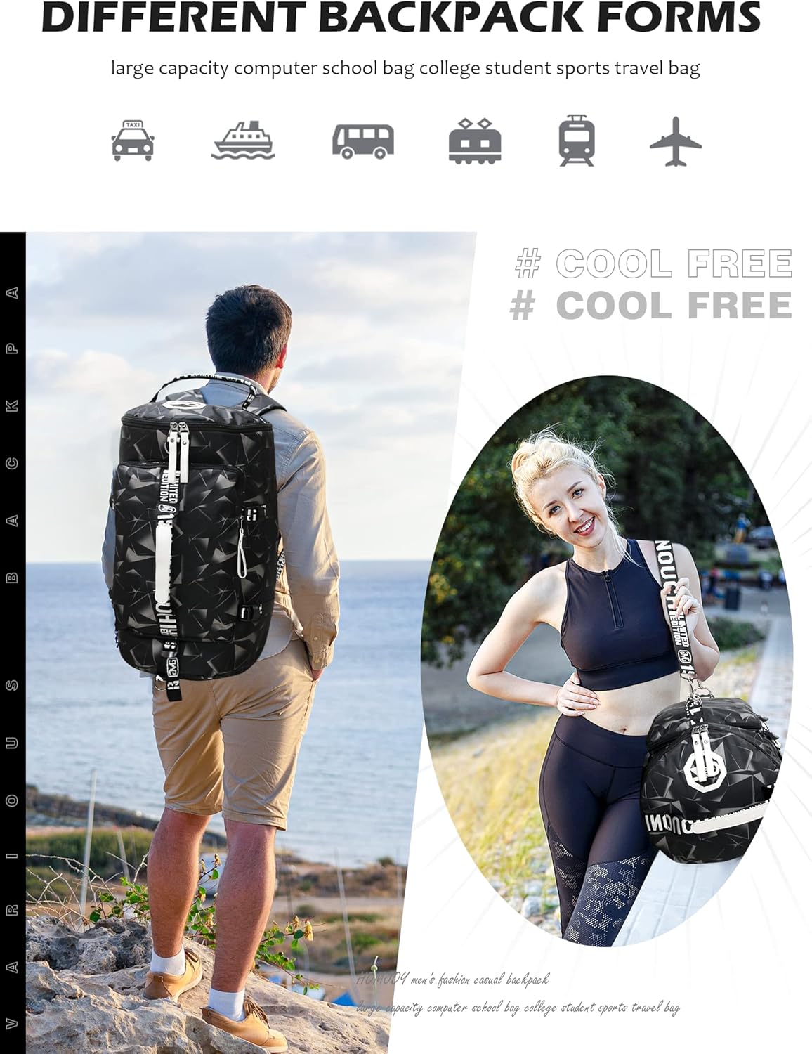 Gym Sport Bag Backpack Duffle Bag Weekender Bag Waterproof Travel Sling Bag Casual Daypack for Men and Women - Image 5