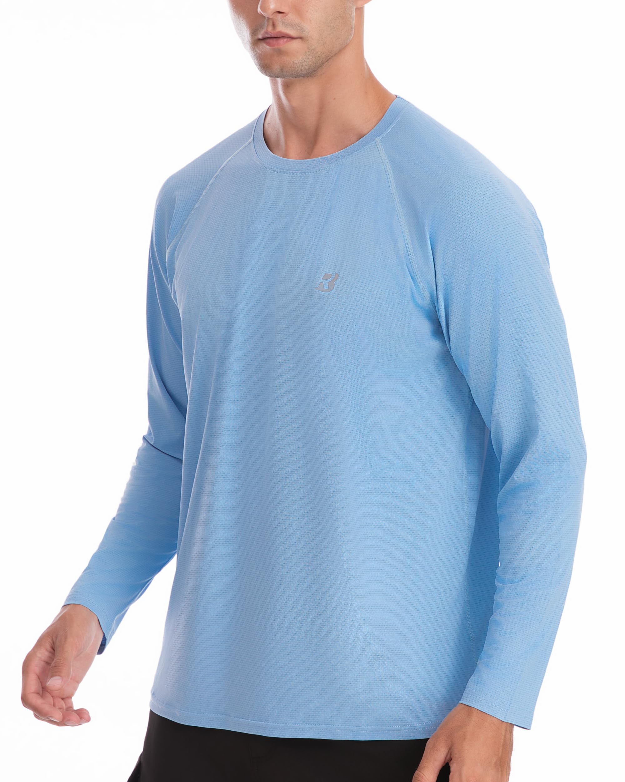 Roadbox Mens UPF 50 UV Sun Protection Shirts Lightweight Long Sleeve Water Swim Rash Guard for Fishing Running