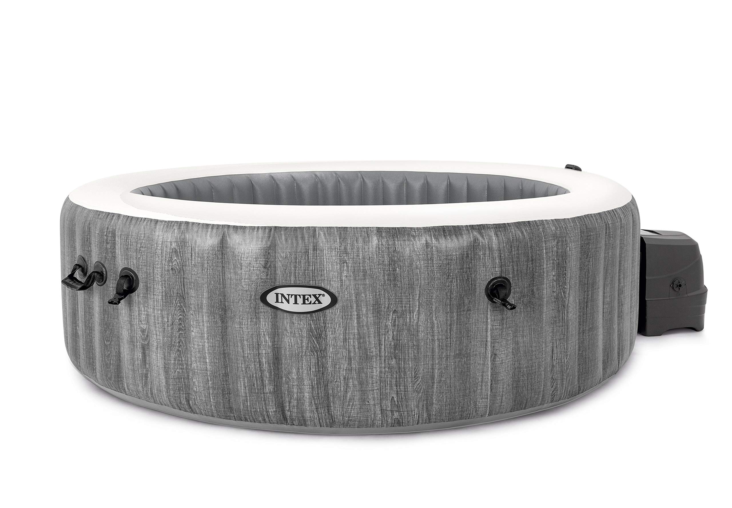 Intex Purespa Greywood Deluxe Ø 216 X 71 Cm Whirlpool Pure Spa - Bubble Massage, Dunkelgraue Holzoptik