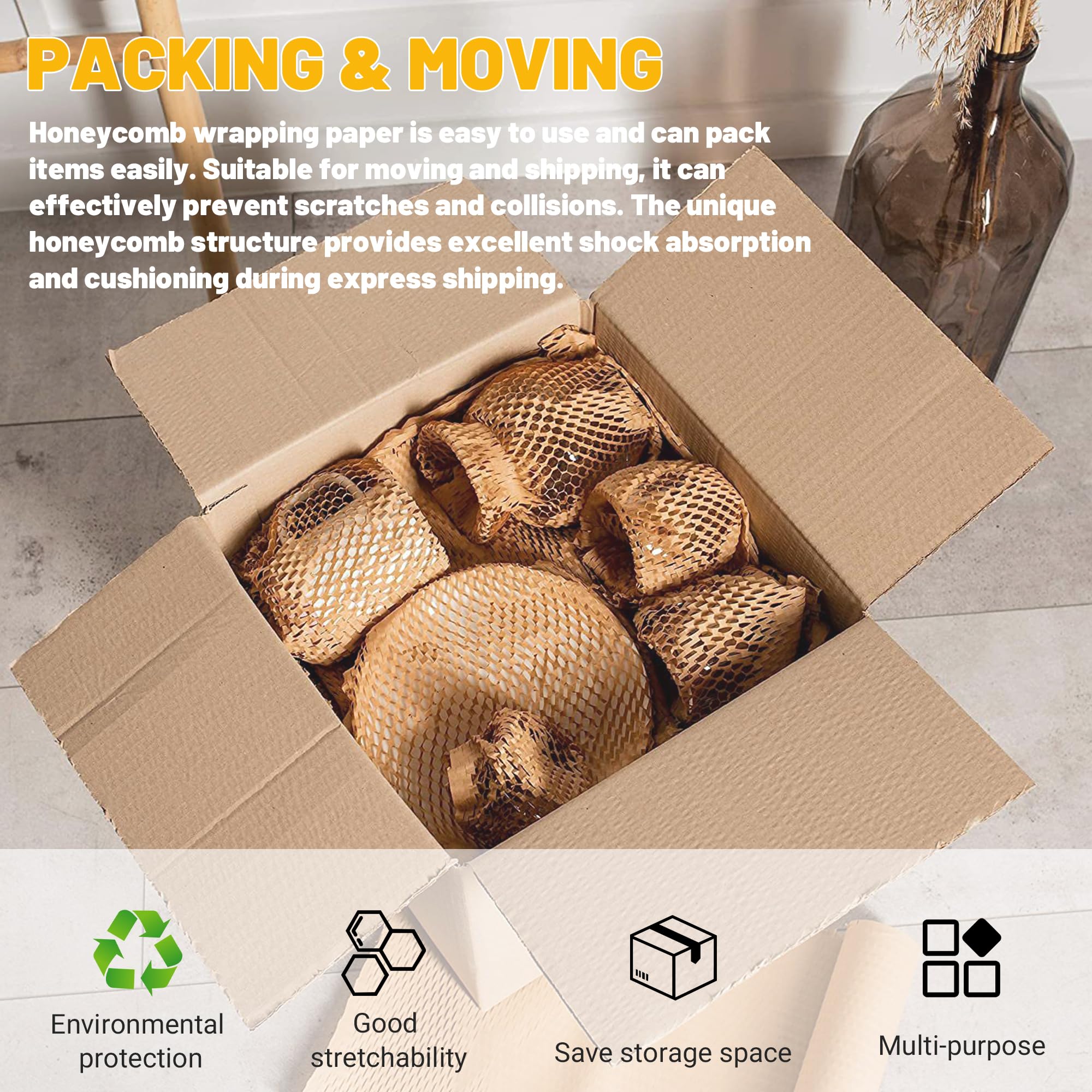 Wabenpapier Rolle 30cm X 30m - Verpackungsmaterial Für Umzug & Versand