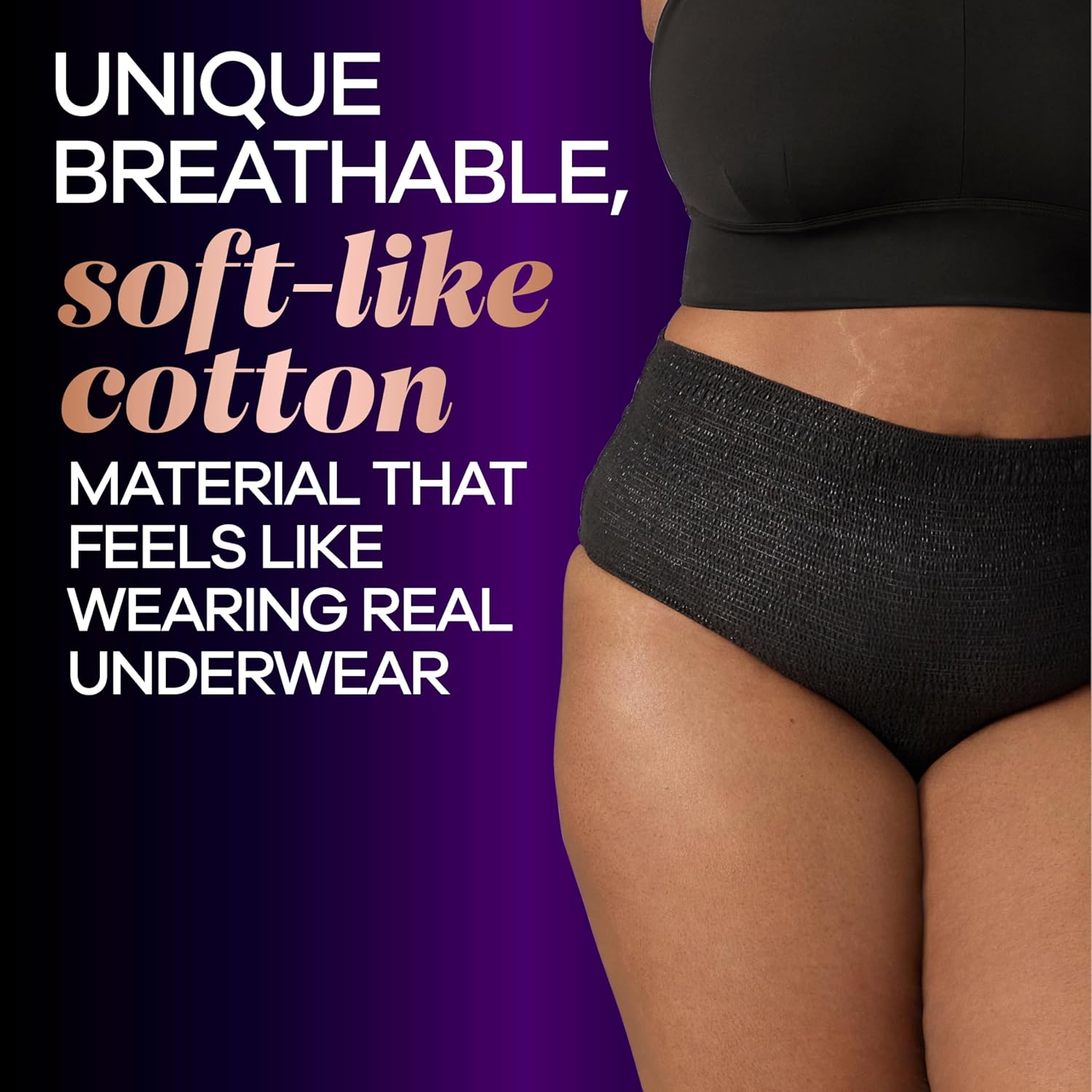 Always Discreet Boutique Incontinence and Postpartum Underwear for Women, Maximum Protection, Small/Medium, Black, 12 Count - Image 6