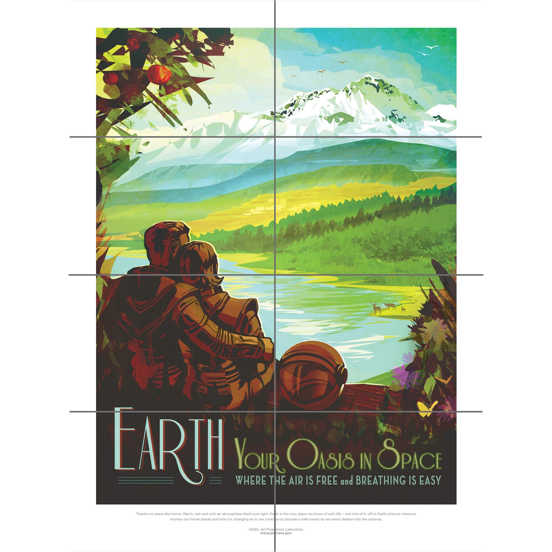 Artery8 Earth Space Oasis NASA Space Tours Travel XL Giant Panel Poster (8 Sections)