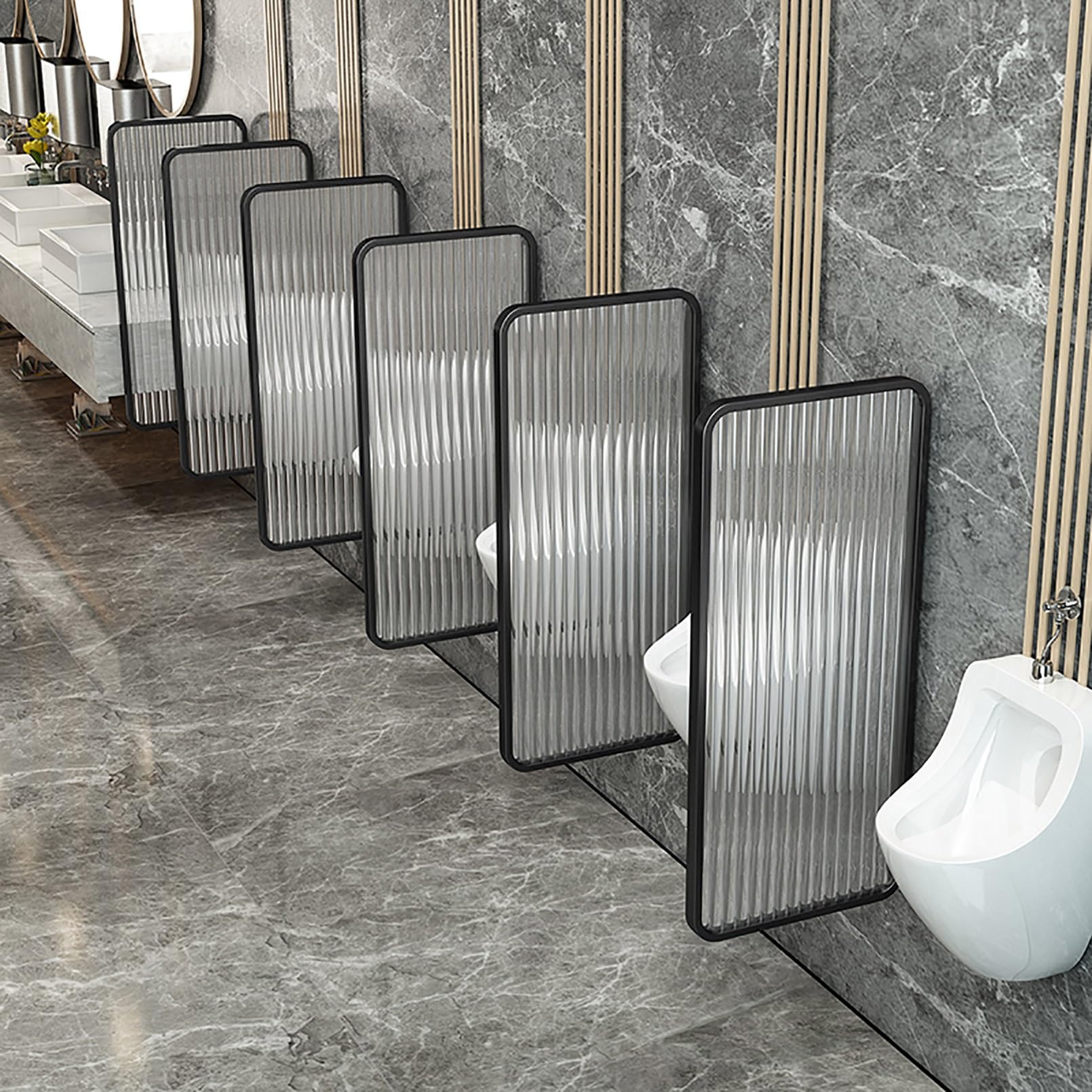 Divisorio per orinatoio, Parete divisoria per orinatoio - Schermo per Bagno in Vetro Traslucido per bagni pubblici, Divisorio per orinatoio a Parete, Pannello di Protezione per WC di Hotel (