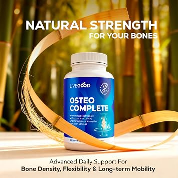 LiveGood Osteo Complete Bone and Joint Support with Highly Absorbable Calcium, Glucosamine, Eggshell Membrane, Boron and Silica for Bone Density, Flexibility and Mobility (90 Capsules)