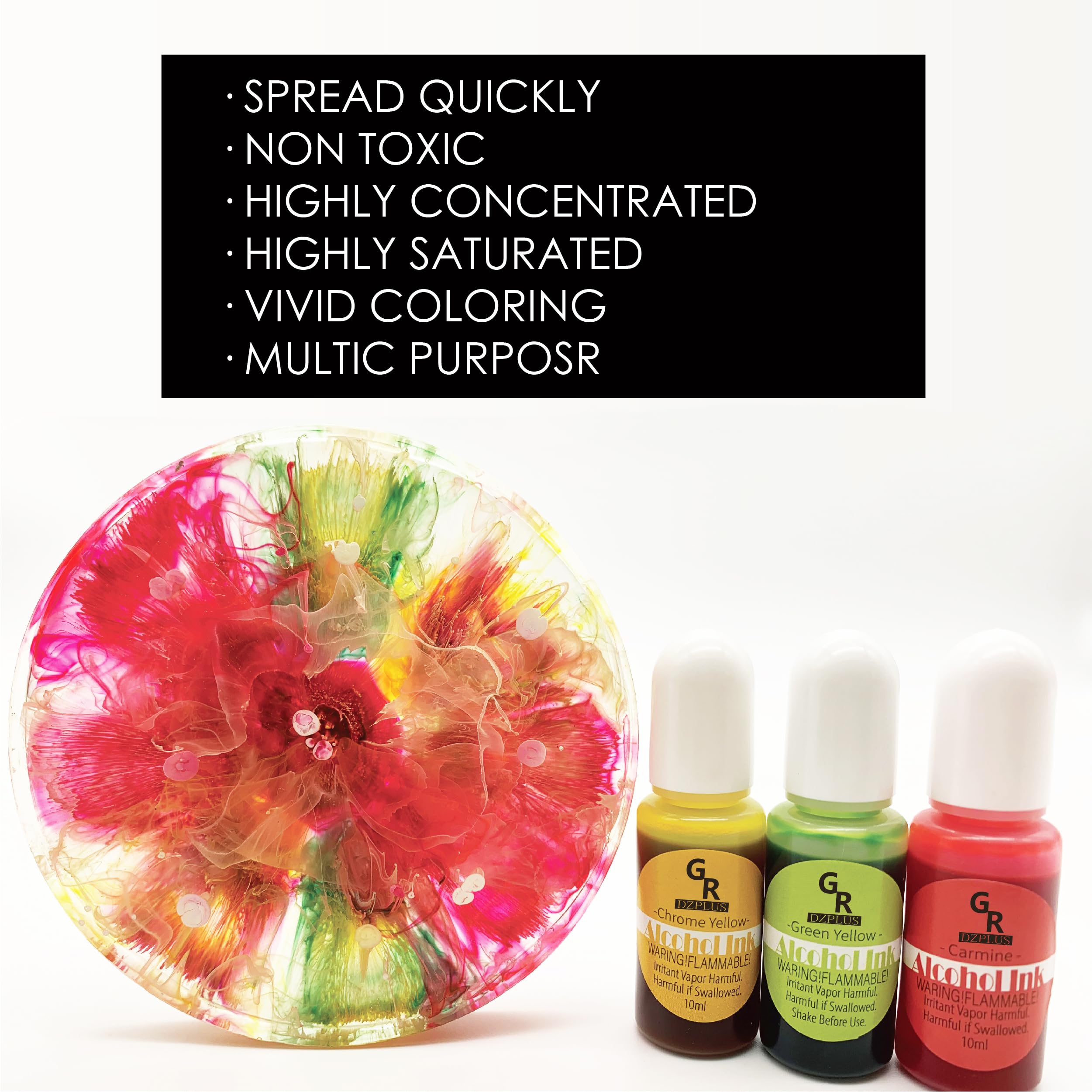 Metallic Alcohol Ink Set -26 Metallic Colors Alcohol Based Ink for Resin Art, Fluid Art,Resin Craft,Resin Petri Dish，Alcohol Ink Paint for Yupo,Tumbler (Metallic 26 Color Set): Normal 26 color set