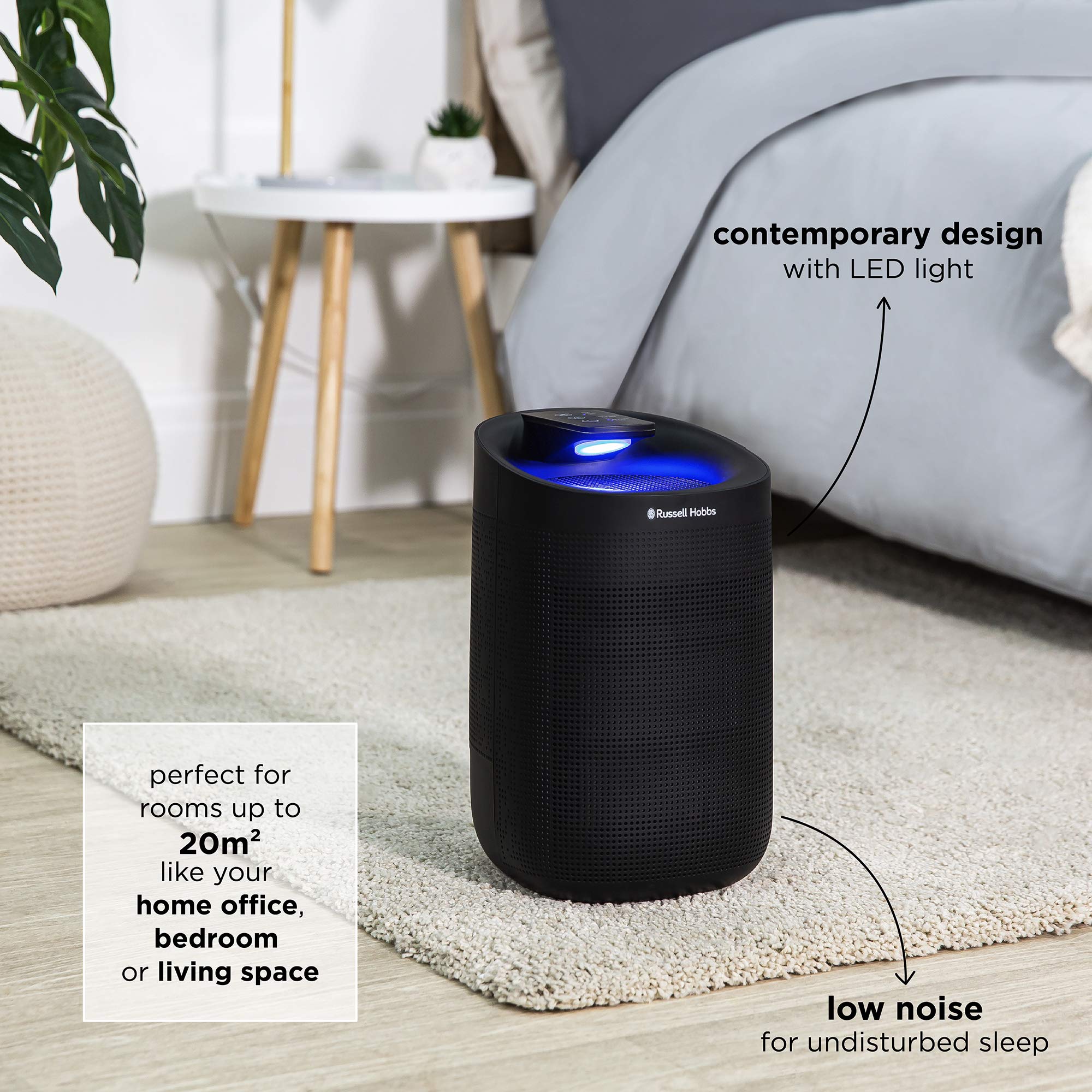 Russell Hobbs RHDH1101B 1L 2 in 1 Black Dehumidifier/Air Purifier with